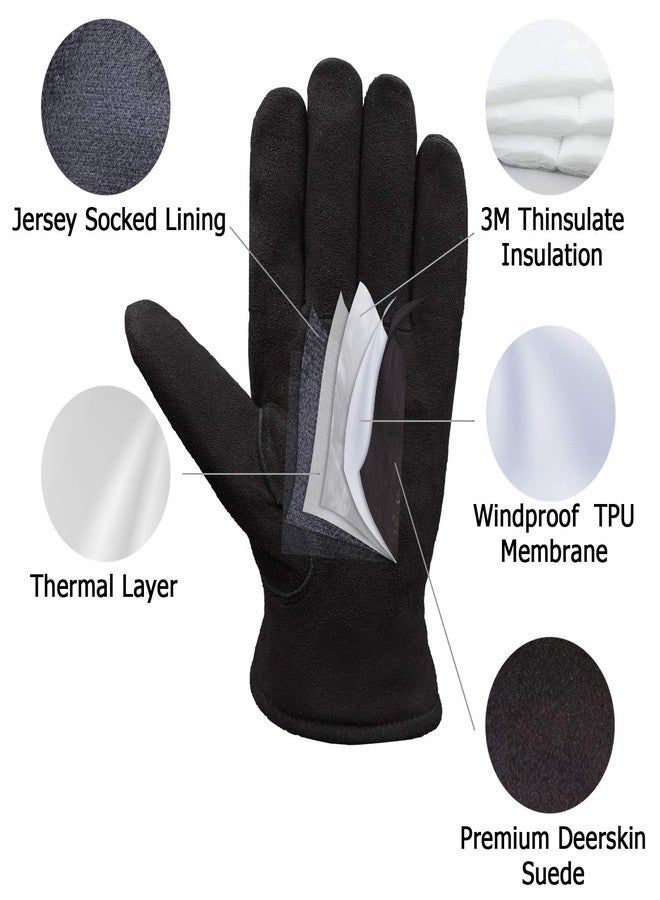 SKYDEER Winter Work Gloves with Windproof & Wear-Resistant & Thick Full Deerskin Leather Suede and 3M Thinsulate Insulation (SD8671T/L) - Image 3